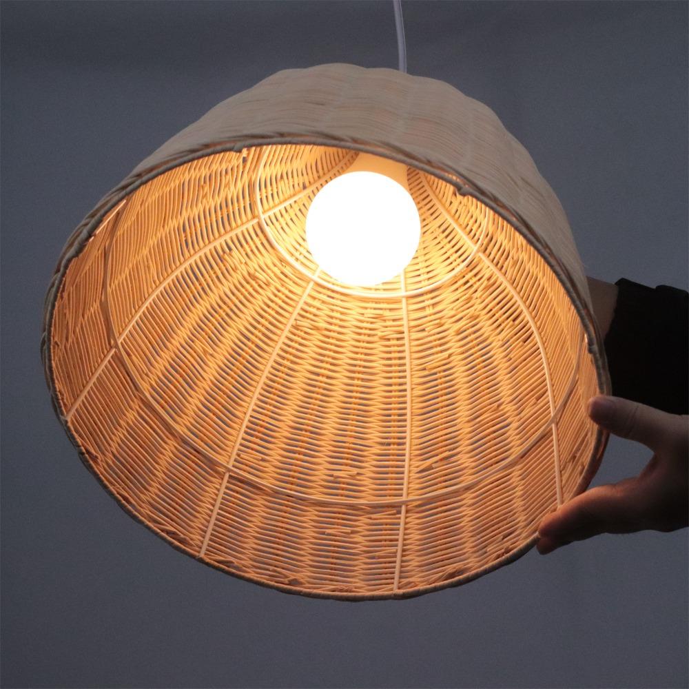 JOYINLED Japanese Style Hand Woven Lamp Shade for Pendent Lamp Retro Bamboo Art Pendant Light Covers 26/35CM for Home Room Decor