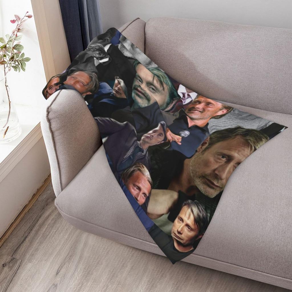 mads mikkelsen photo collage Throw Blanket Soft Home Decor Blanket for Couch Bedroom