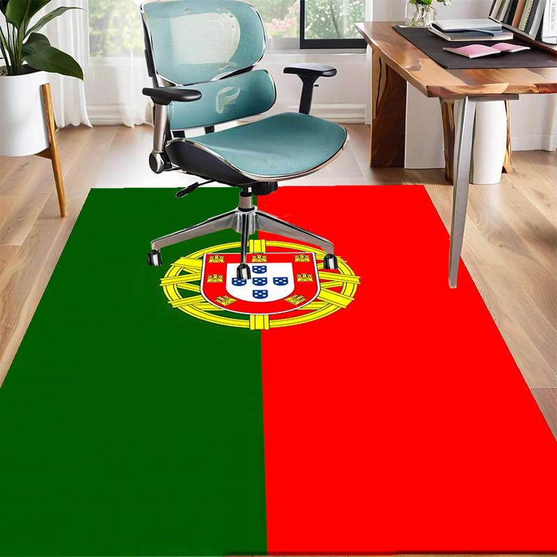 Portugal flag Polyester Carpet, Soft Indoor Mat for Office Chair, Living Room, Computer Desk - Decorative Home Office Rug Design