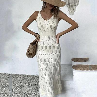 Damen Strandkleid, einfarbig, sexy, gestrickt, für den Strand, Bikini, Badeanzug, Überzug, Sonnenschutz