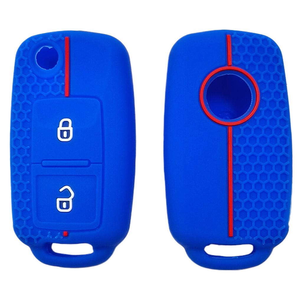 Silicone shockproof key bag, suitable for Volkswagen Golf, Passat, POLO, Skoda, foldable, 2-buckle, honeycomb pattern