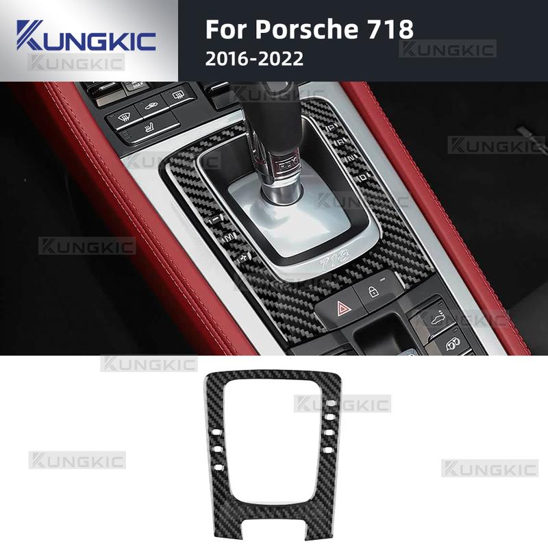 Real Soft Carbon Fiber For Porsche 718 2016 2017 2018 2019 2020 2021 2022 LHD RHD Car Gear Shift Panel Frame Trim Sticker.
