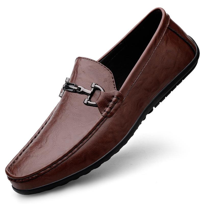 Leather Shoes Men's New British Business Casual Shoes Breathable Soft Bottom Cover Feet Lazy One Pedal Doudou Shoes Large Size