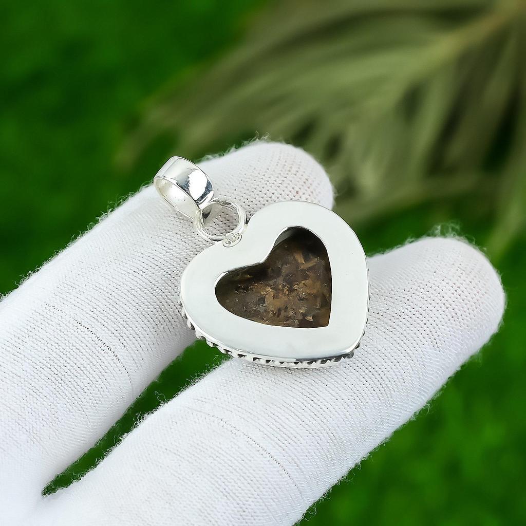 Natur-Bronzit-Edelsteinanhänger 925 Sterlingsilber Indischer Schmuck für Frauen