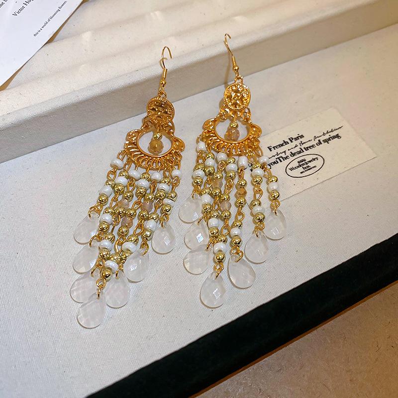 Bohemian Ethnic Style Feathers Fringed Earrings Ear Hooks Personalized Vacation Wind Ears