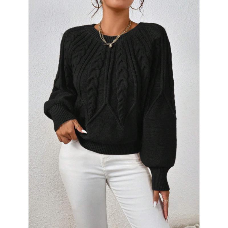 Women S Long Sleeve Crew Neck Knit Pullover Sweater Solid Color Casual Fall Winter