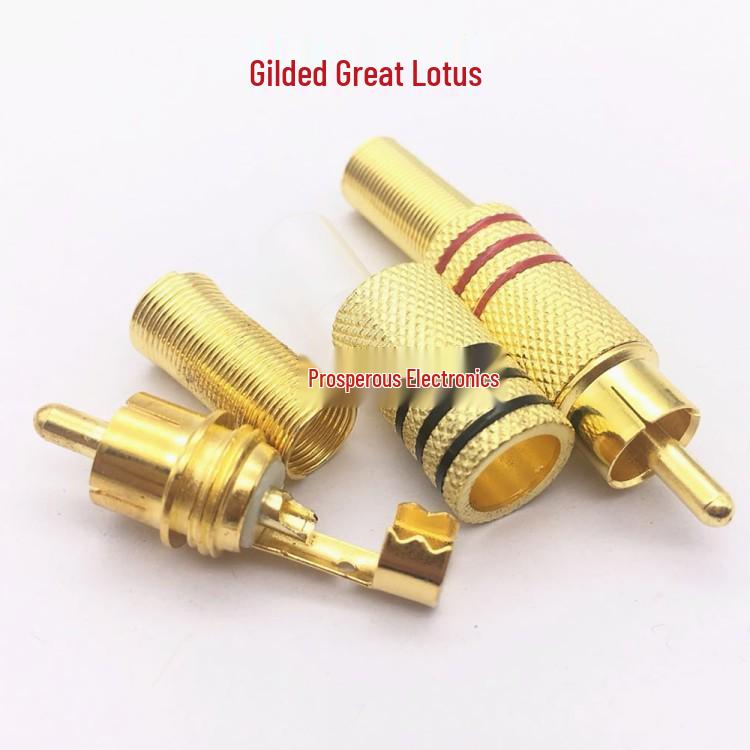 Gold-Plated Lotus RCA Solderless Audio/Video Connector Plug