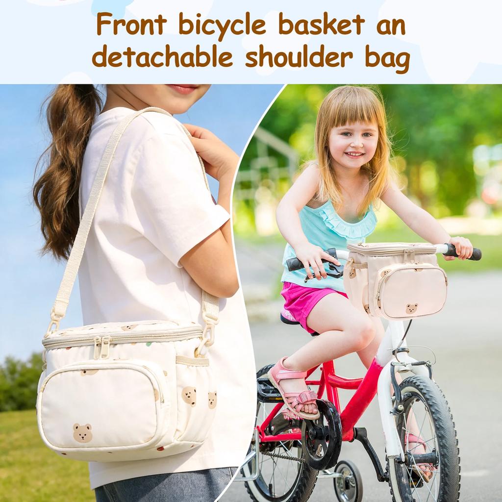 Kid Bicycle Bag Front Frame Handlebar Storage Basket Multi-Pocket Cycling Carrier Bag Hanging For Child Girl Boy Scooter