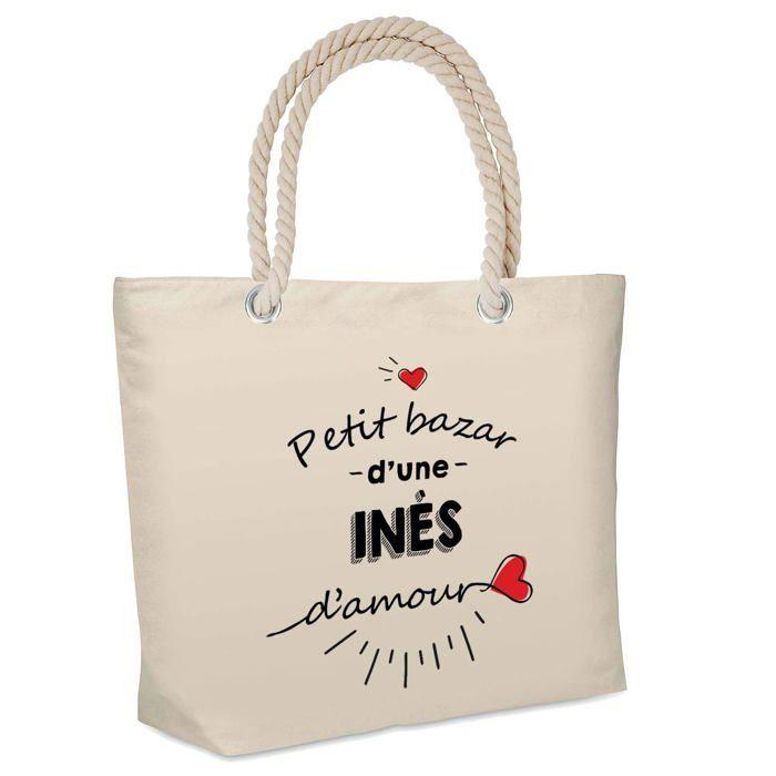 Sac de plage - PLANETEE - isotherme Bazar d'une Ines d'amour - Grande contenance - Coton naturel - Imprimé en France