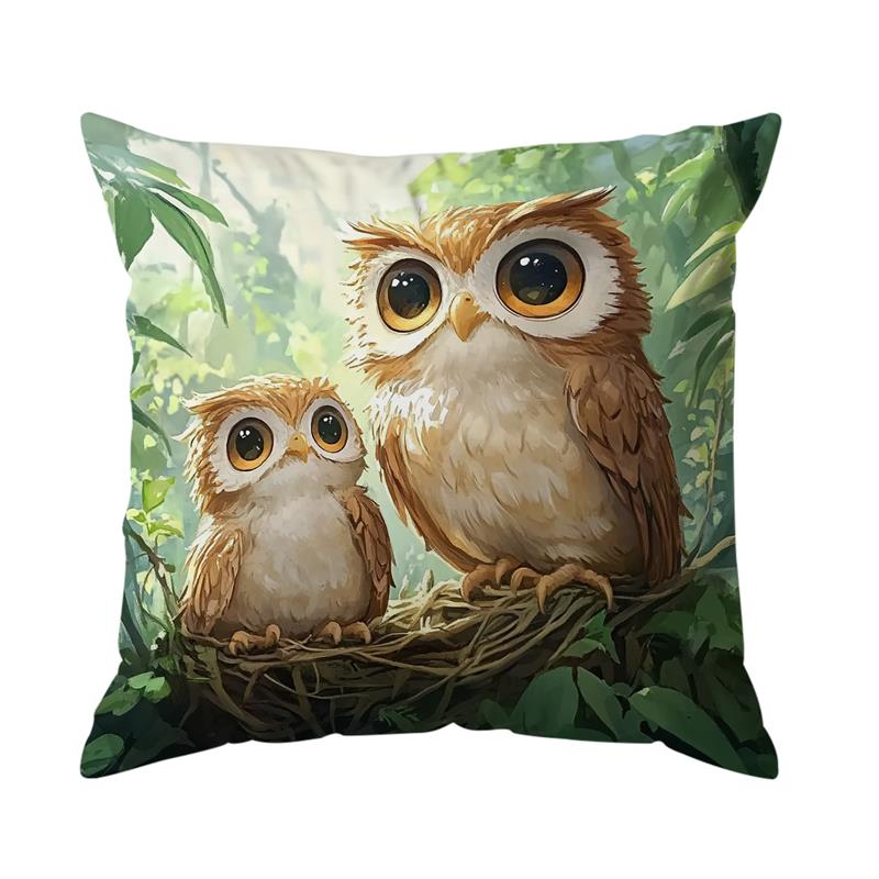 1 Pc Owl Pattern Pillowcase Throw Pillow Cushion Cover Seat Car Home Decor Sofa Bed Halloween Decorative Pillowcase 45X45Cm