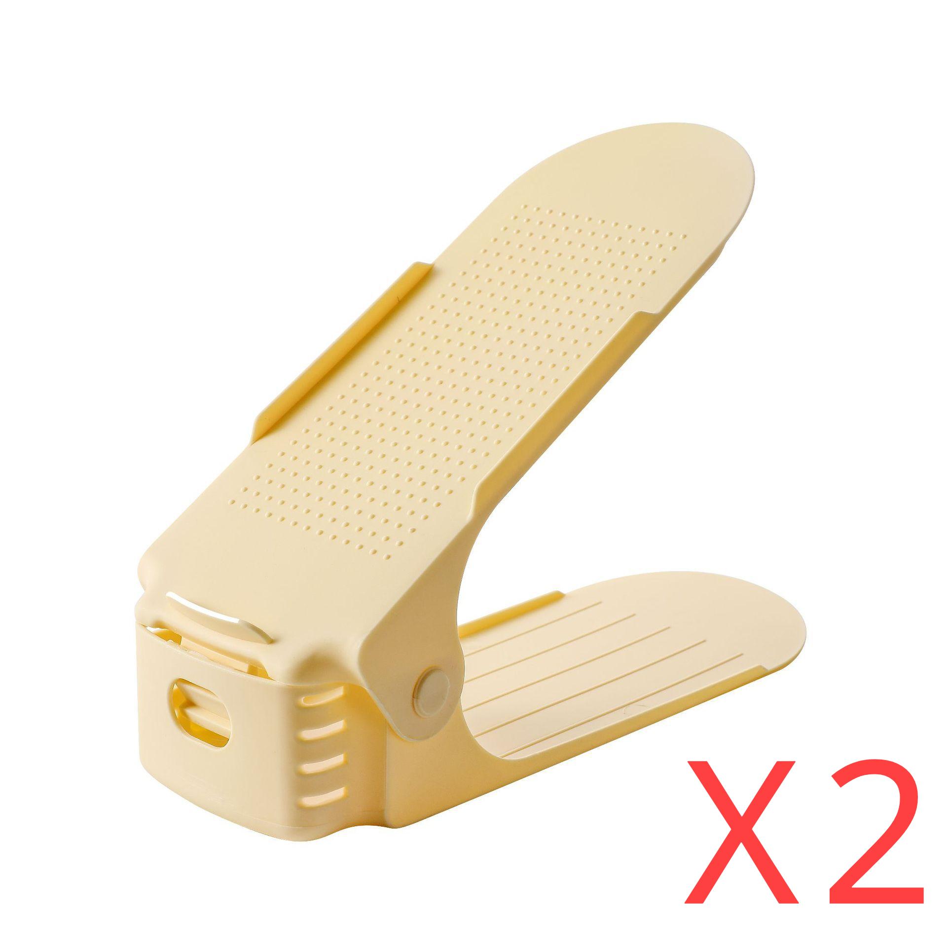 

Double Layer Plastic Shoe Rack, Adjustable Shoes Slots, Storage Rack, Cabinet Organizer, Living Room, 2 Sets/Pack, New