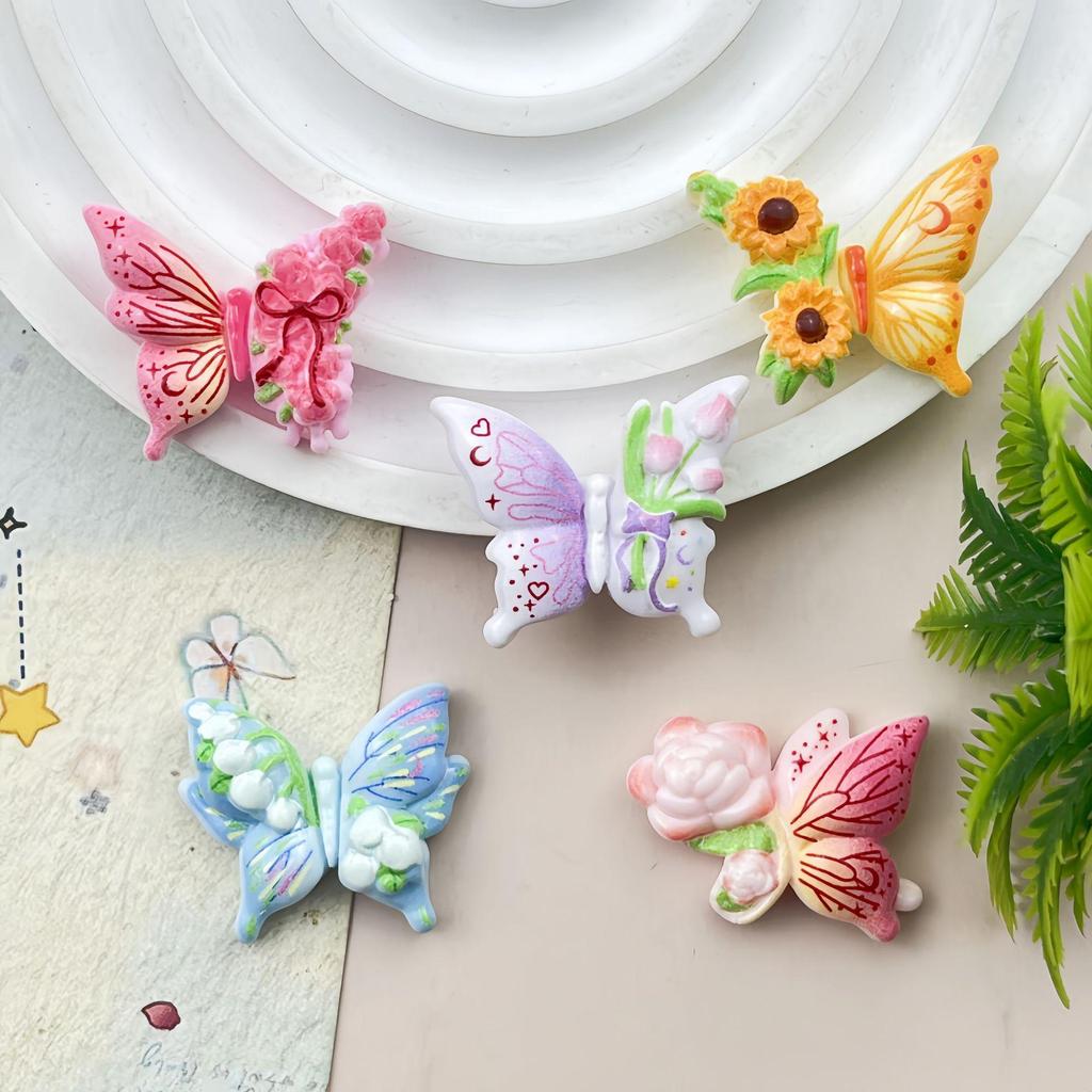 Cartoon Flowers & Butterflies Resin DIY Phone Case & Shoe Charms Hair Accessories Decorations