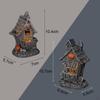 Mini Haunted House with Light Halloween Table Decoration Miniature Sculpture Ornament Lighted