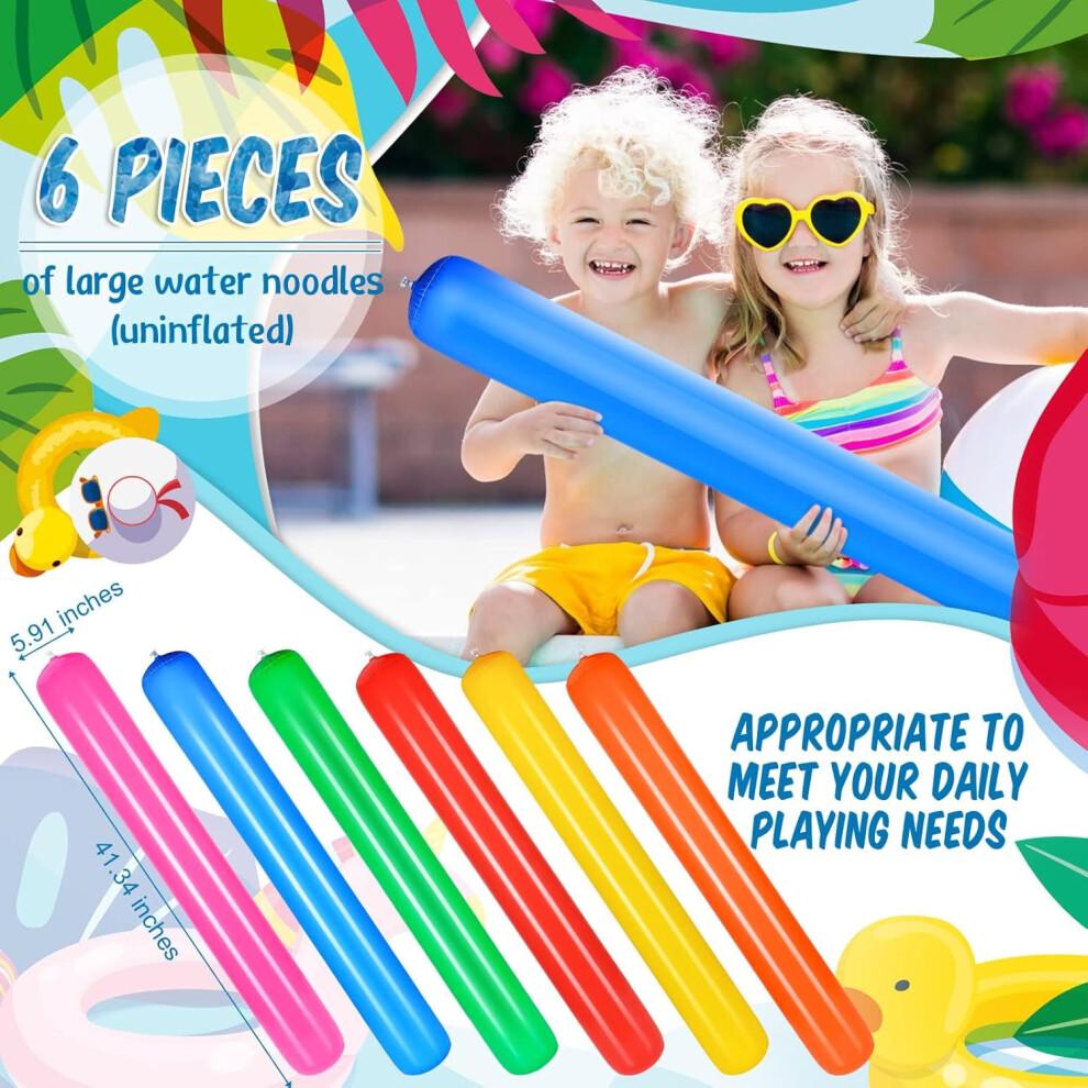 Set mit 6 aufblasbaren Poolnudeln von 105 cm (41,3 Zoll), Bunte PVC-Schwimmkörper für Erwachsene – Ideal für Pool, Strand, See und