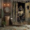 Funny Gorilla Printed Shower Curtain Fancy Humor Chimpanzee Reading Newspaper For Bathroom Decor