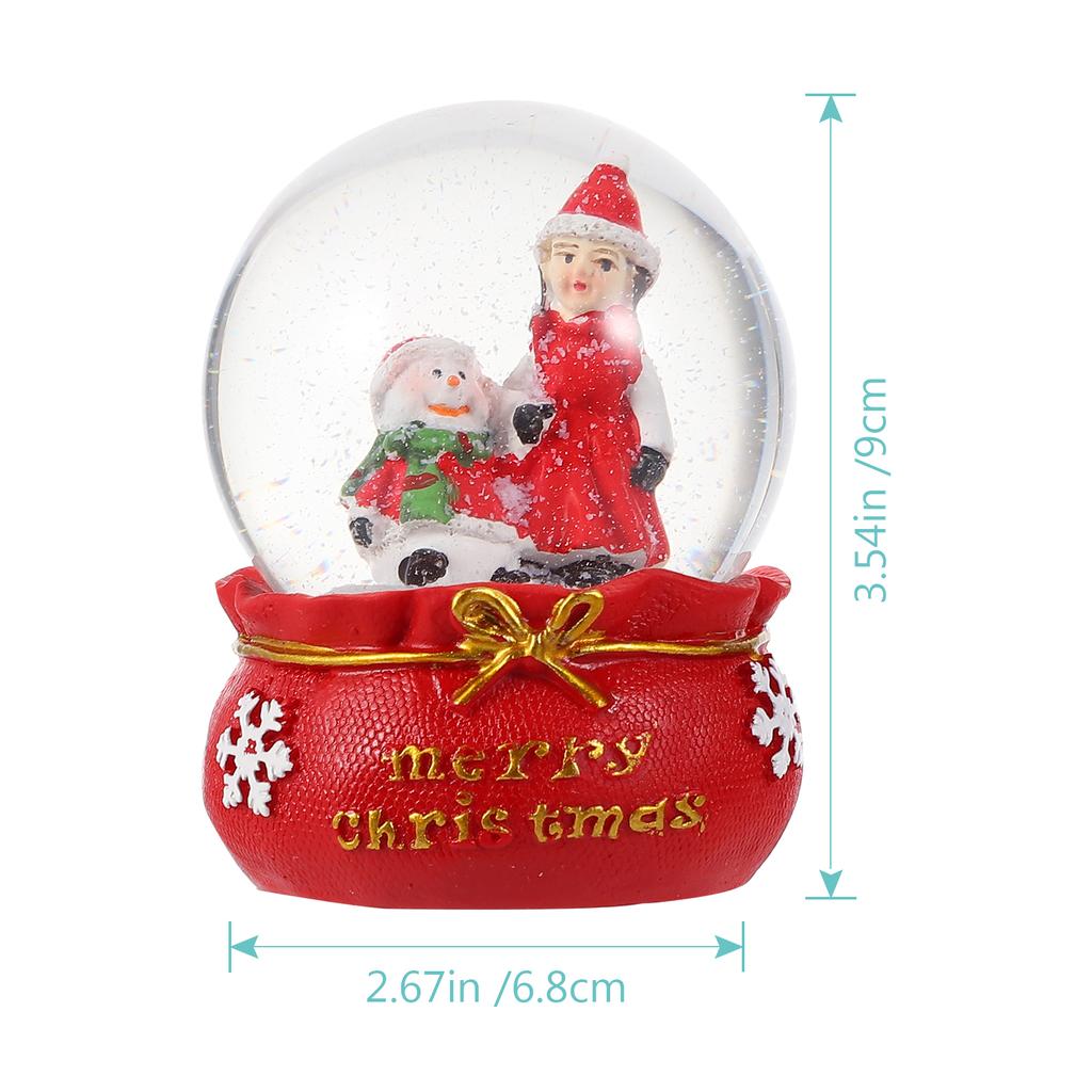 Christmas Crystal Ball Resin Glass Holiday Decorative Sphere for Desktop Home Xmas Supplies Snow Ornament Creative Gift