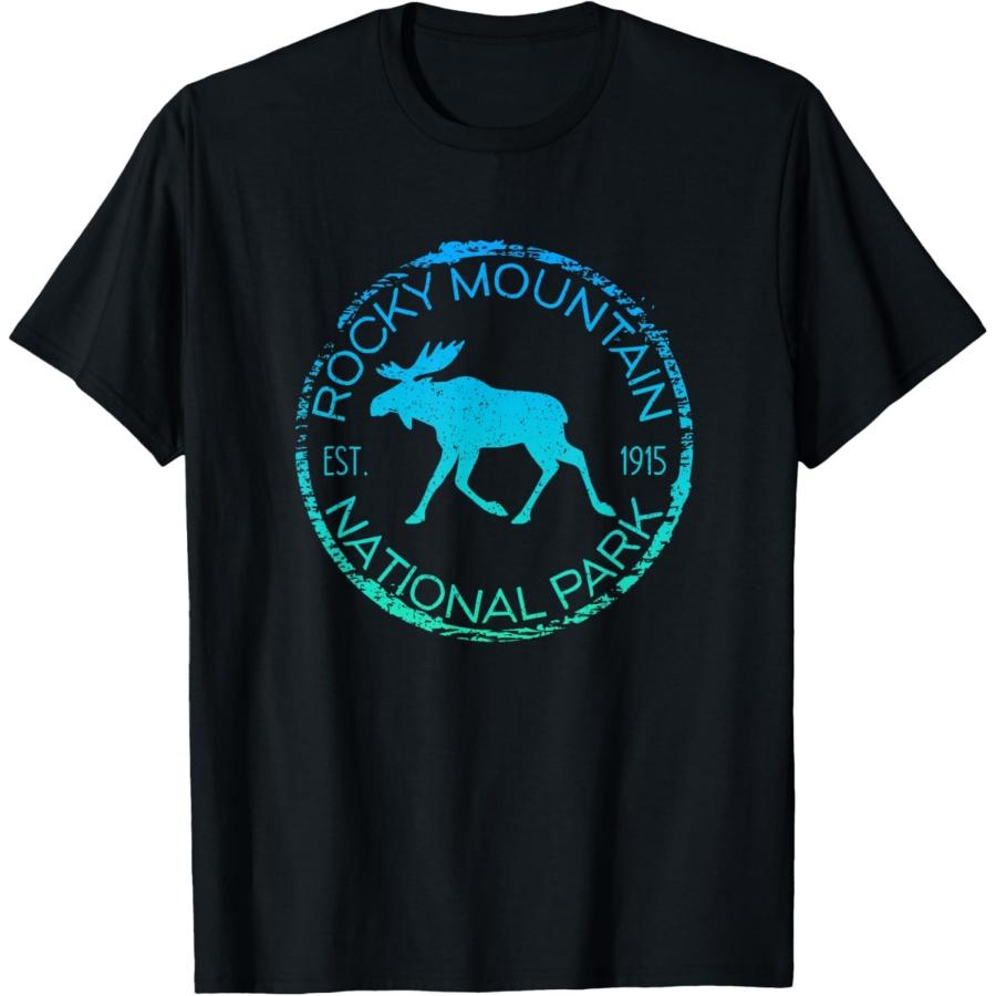 Винтажная футболка с графикой лося Национальный парк Роки-Маунтин Колорадо S