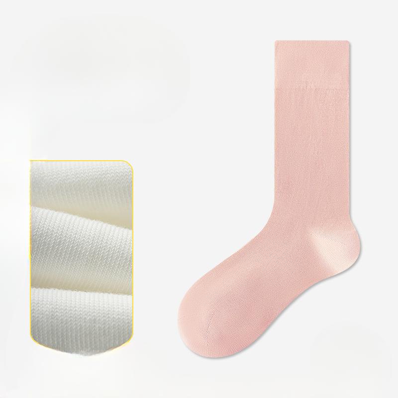 Female Summer Thin Style Pure Cotton 10A Antibacterial Deodorant Boneless Solid Color Long Tube Pile Socks