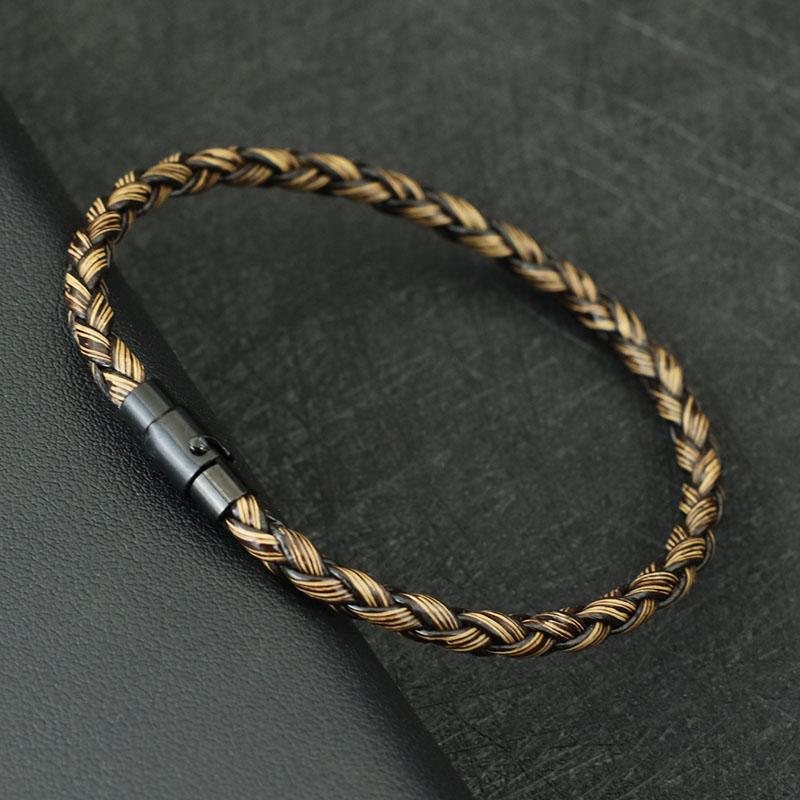 New Men Leather Bracelet Double Safety Magnet Buckle Handmade Braided Braclet Bangle Leisure Accessories Pulsera Hombre Jewelry