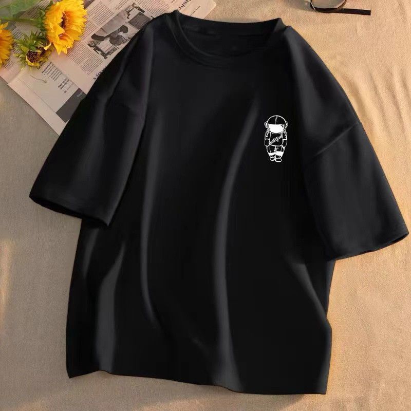 Summer T-shirt Creative Letter Printed Short Sleeved T-shirt Fashionable Comfortable Soft Breathable Cotton T-shirt