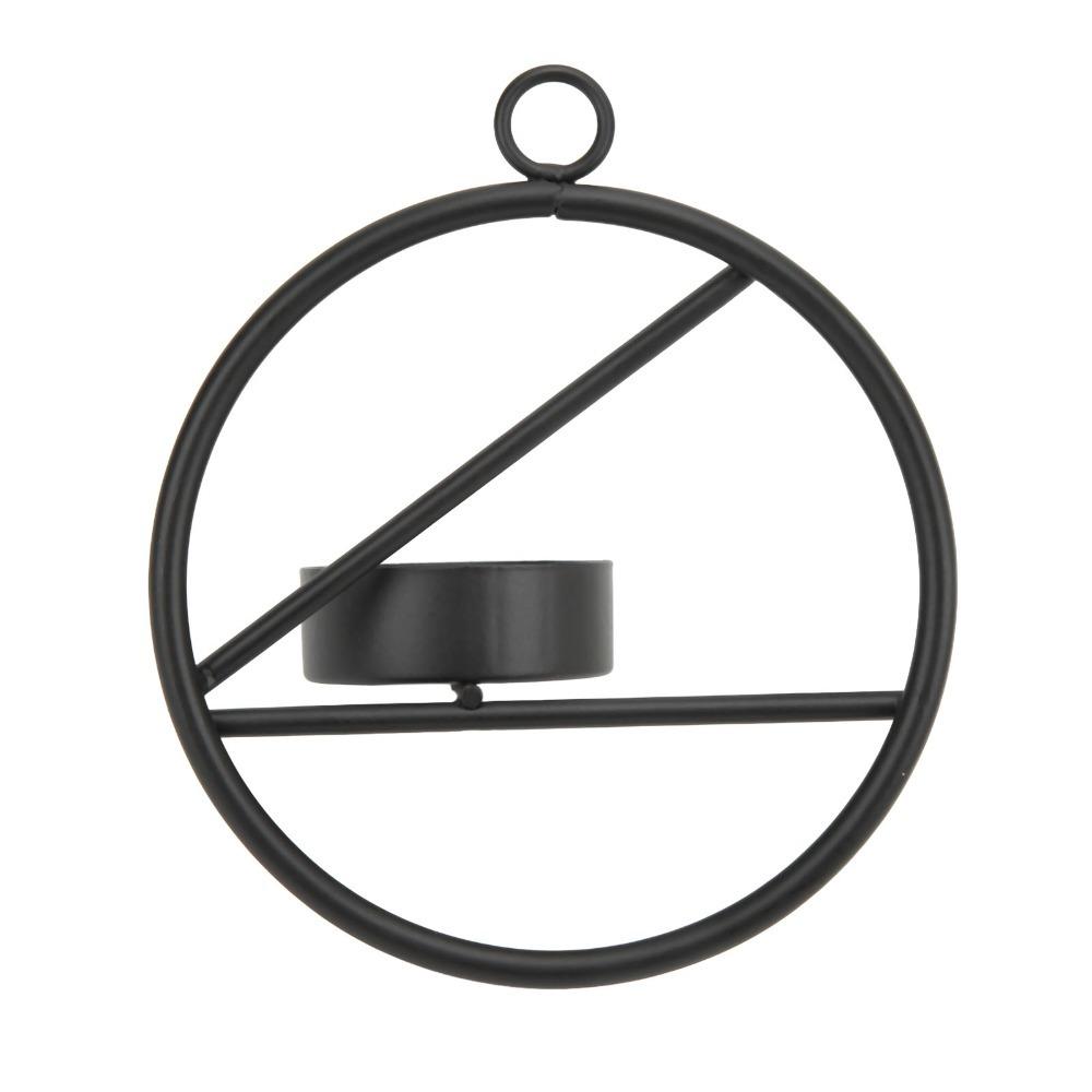 Black Color Wall Hanging Candle Holder Easy To Clean Round Candle Holder Fireplace Decor