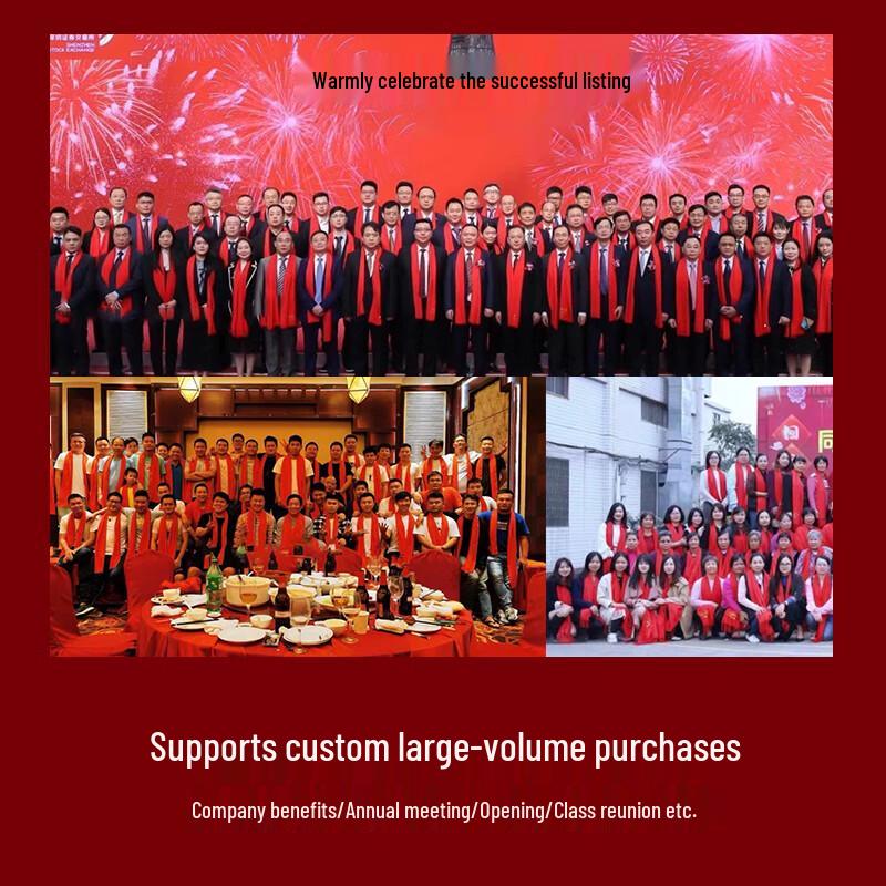 Hengyuanxiang Women's 100% Wool Scarf - Chinese Red