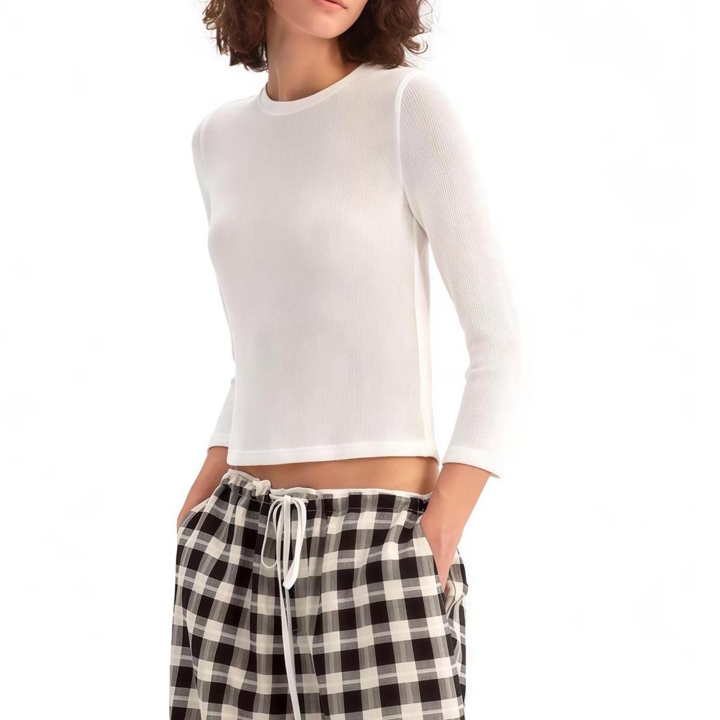 Plaid Casual Classic Loose Top and Wide-Leg Pants Set