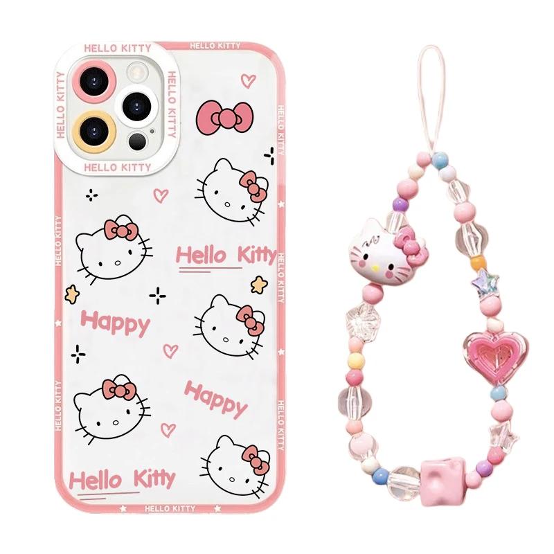 Transparent Hello Kitty Bracelet Casing For OPPO Realme C85 Pro C75 C71 C63 C61 C65 C53 C65 C67 C53 C55 C35 5G INS Phone Case