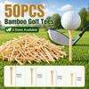 50PCS Bamboo Golf Tees, 4 Assorted Sizes Natural Wooden Golf Tees for Golf Practice & on-Course Use