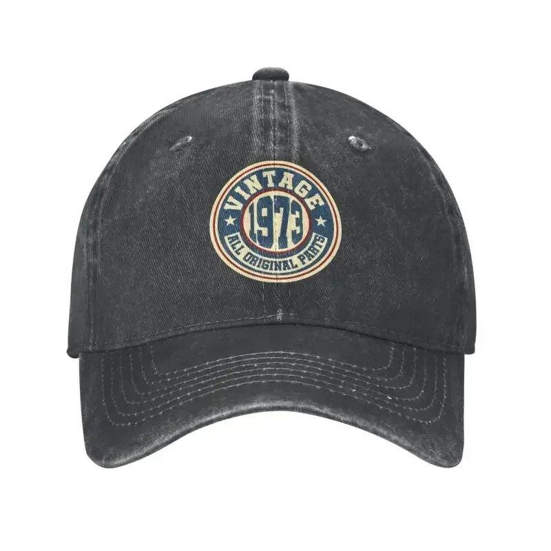 Punk Unisex Baumwolle Retro Vintage 1973 Alle Originalteile Baseballkappe 50. Geburtstag Verstellbare Papa-Kappe für Männer Frauen Hip Hop