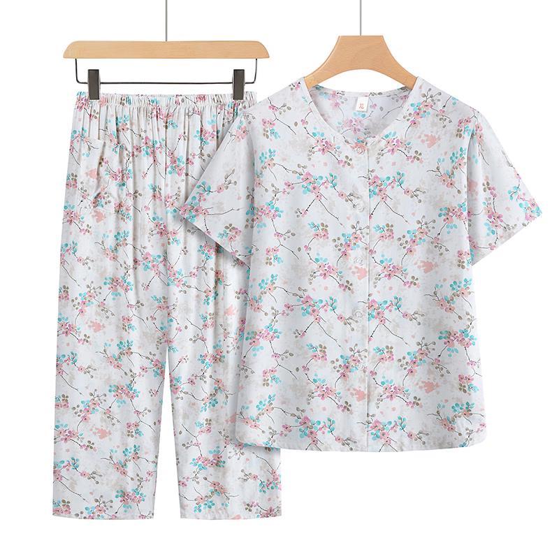 

Women s Mid-Aged Summer Cotton Silk Pajama Set XL