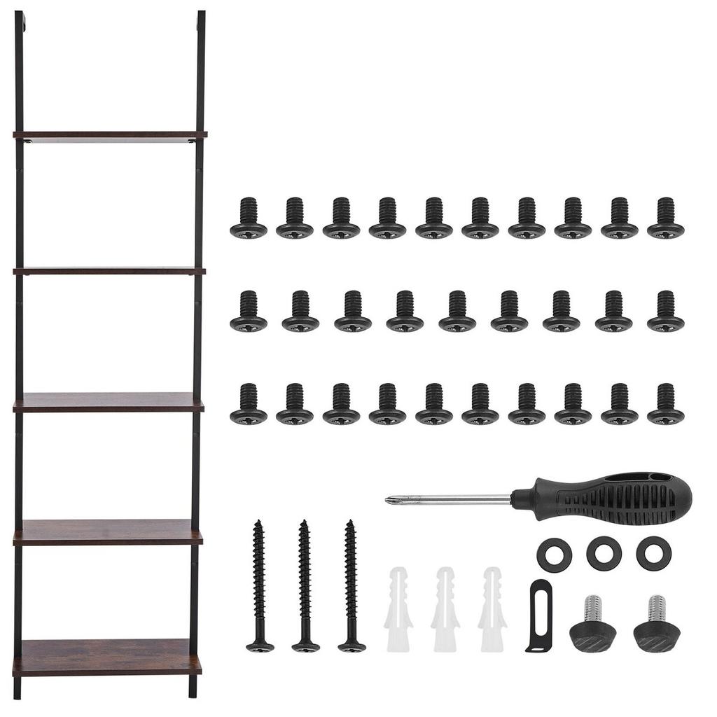 Industrial Square Pipe Shelf 5 Tier 17.3x11.8in Wall-Mount for Bedroom