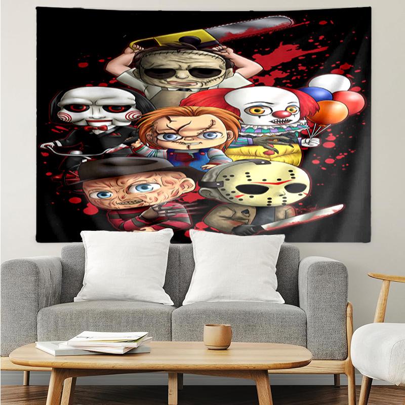 1PC Horror Movie Icons K-pop music group Tapestry Accessories for Bedroom,Livingroom, dormitory Room Wall Decor Fan Birthday Gifts