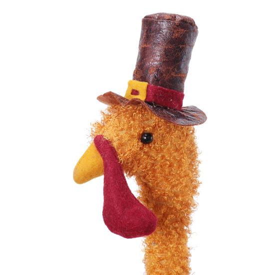 Thanksgiving Turkey Decoration Plush Stuffed Turkey Doll with Retractable Neck Stretchable Sitting Turkey for Fall Autumn Harvest Home Table Decor