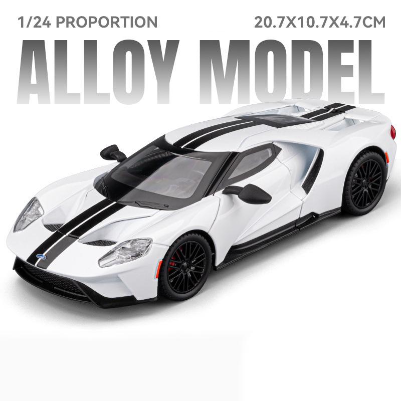 1/24 Ford GT Alloy Super Sports Car Model Diecasts Metal Racing Vehicles Car Model High Simulation Sound and Light Kids Toy Gift