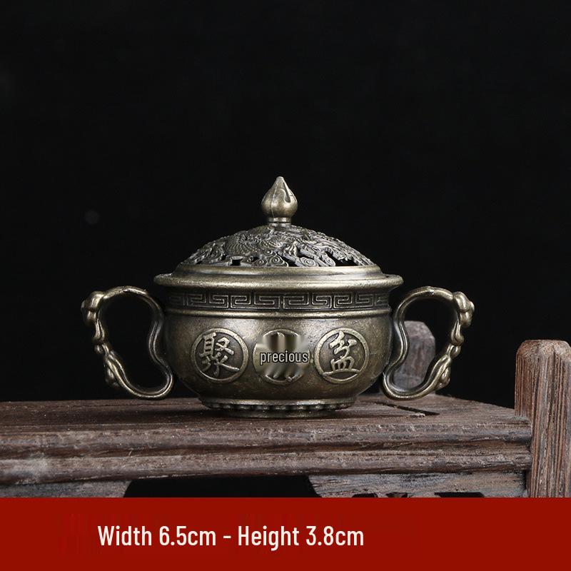 Kylin Three-Legged Alloy Incense Burner with Elephant Foot and Lotus Leaf Design
