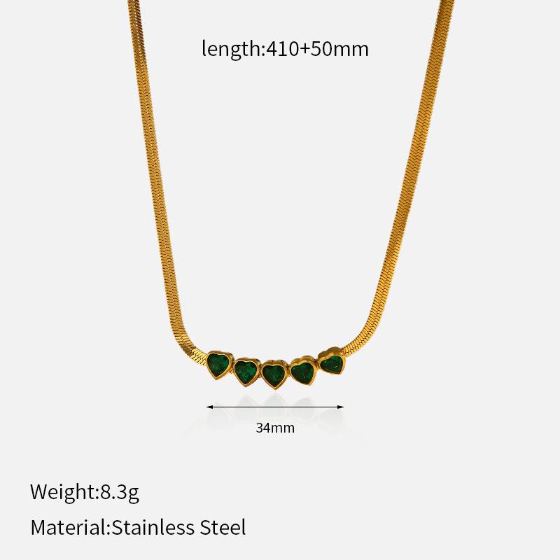 Chalcedony heart-shaped titanium steel necklace women's light luxury high-end jewelry stainless steel electroplated 18K gold collarbone chain
