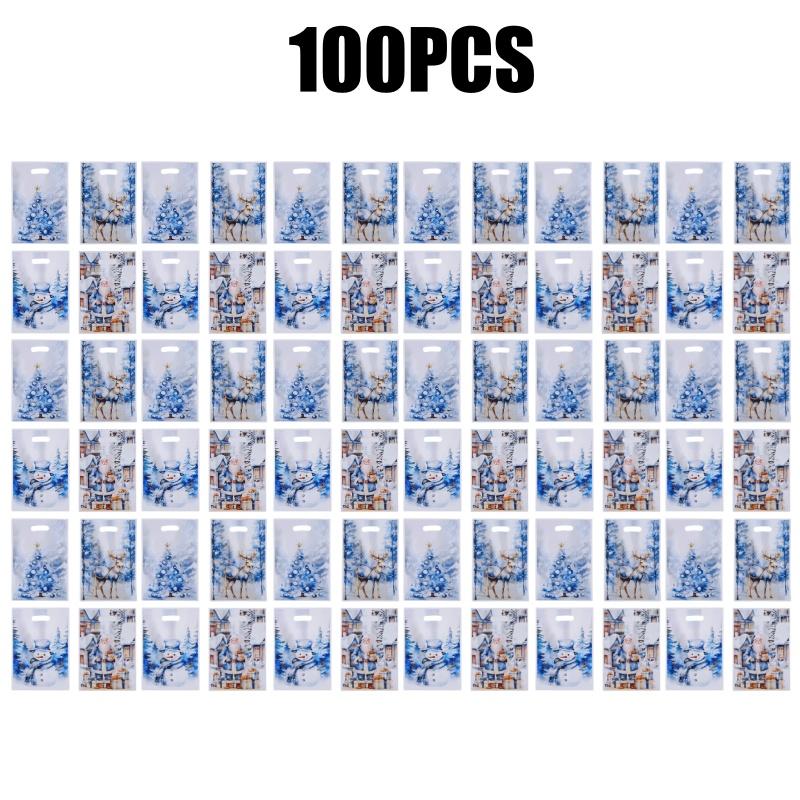 Christmas Party Favor Bag Cartoon Print Candy Tote Holiday Gift Exchange Bag Reusable Christmas Celebration Souvenir for Kids