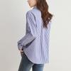 Blue Striped Shirt for Women Long-sleeved Spring and Autumn New Top Simple Commuter Cotton Shirt