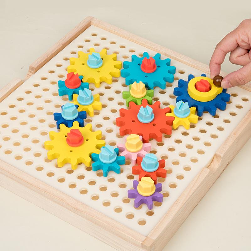 Creative Colorful Gear Mushroom Wooden Puzzle for Kids - Early Education Jigsaw