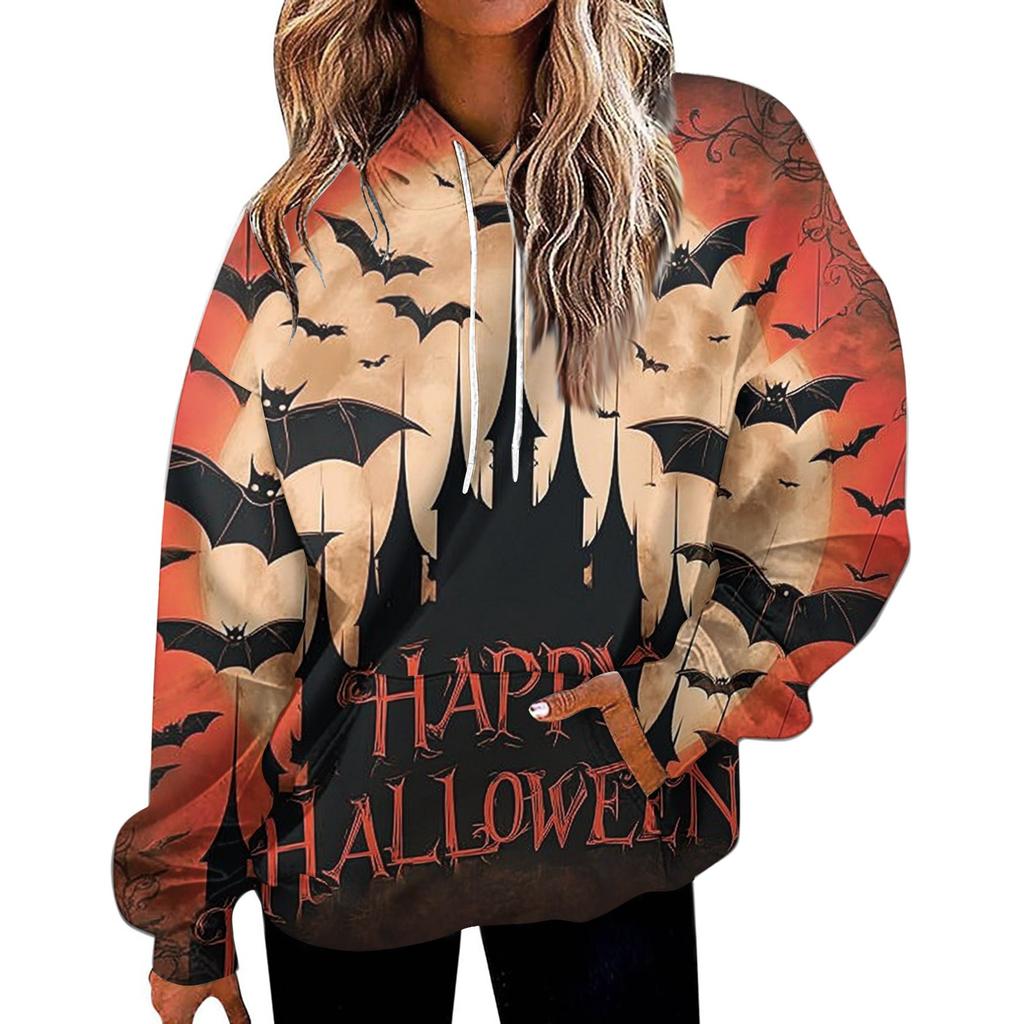 Dámská módní mikina s potiskem, ležérní mikina s kapucí a kapsami