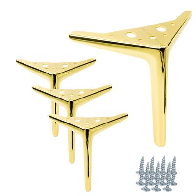 Set of 4 Furniture Legs Anchor Elegant Gold Chrome Height 18 Cm