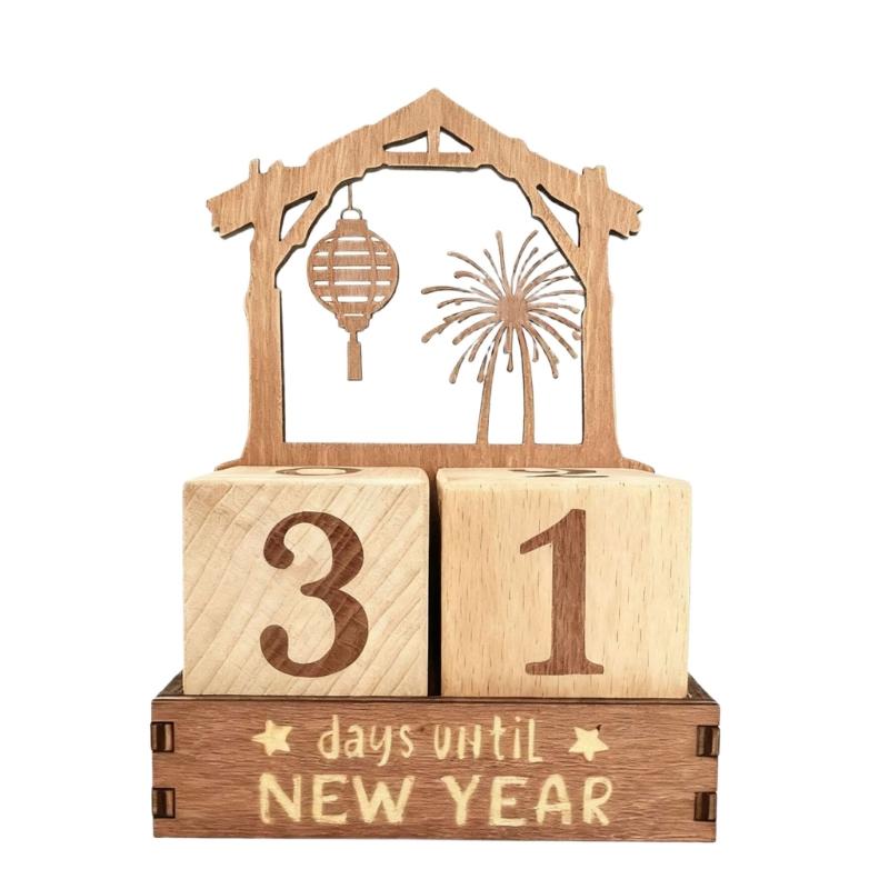 Sturdy Wooden Advent Calendar With Seasonal Decorations Natural Texture User Friendly Festival Countdowns Display For Tabletop Fireplaces