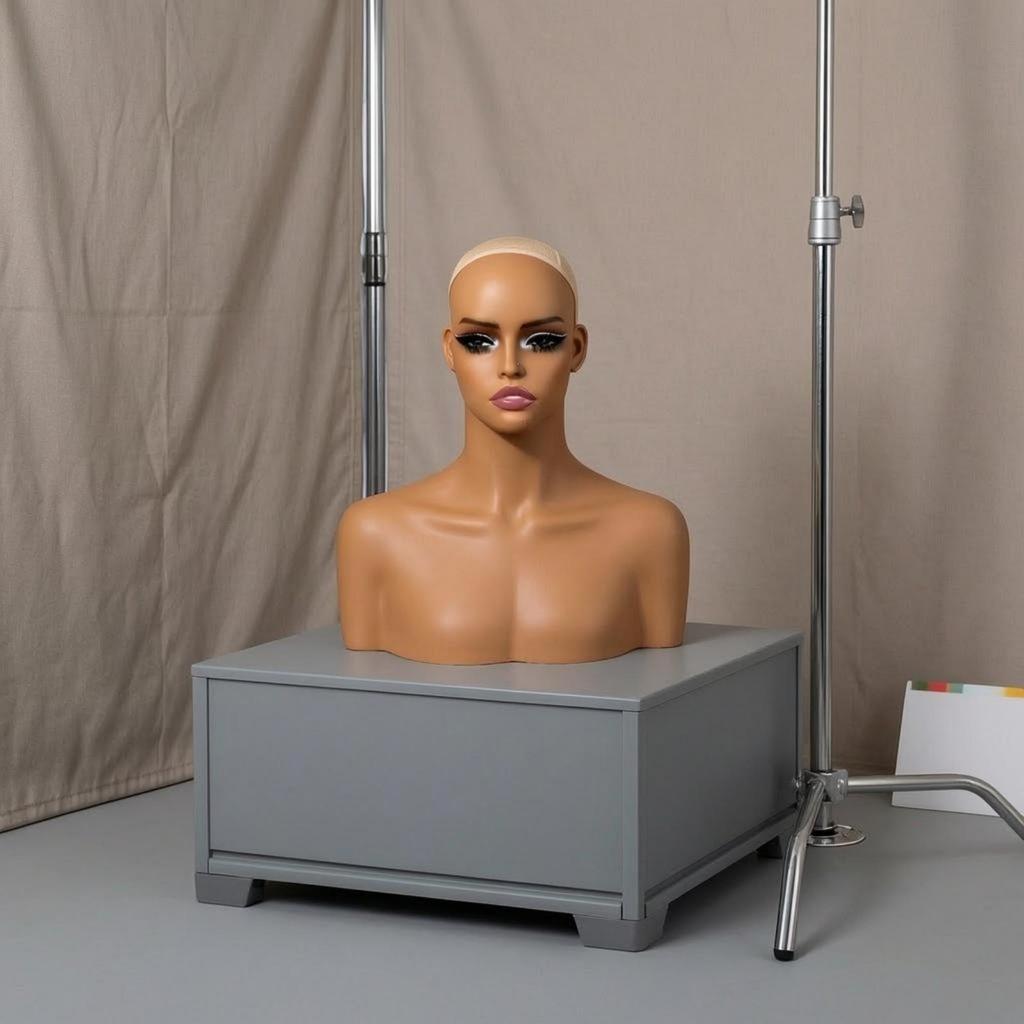 Mannequin Head with Shoulders Toned Hairpiece display Bust Smooth