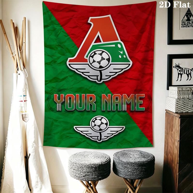 Name Custom FC Lokomotiv Moscow Wall Tapestry Aesthetic Wall Hanging Printed Fabric Blanket Decorative Tapestries for Bedroom Living Room Home Decor
