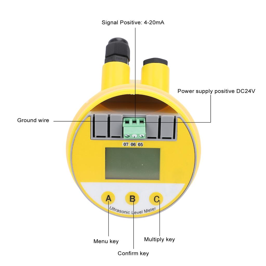 LCD Water Level Sensor Compact Integrated Digital Ultrasonic Level Meter Water Proof Intelligent for Power Generation