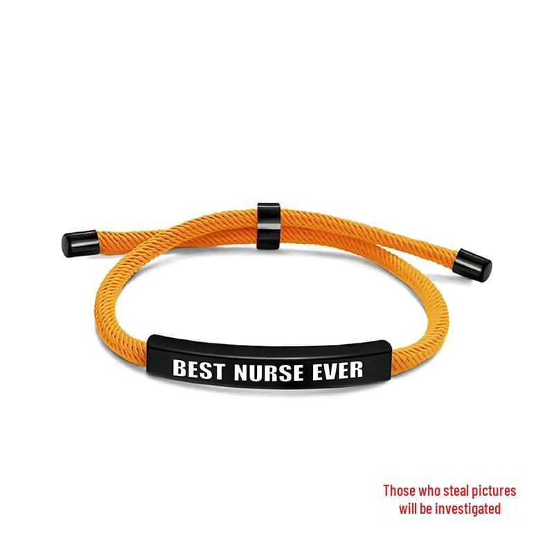 Multi-Color Engraved Stainless Steel Rope Bracelet: Nurse's Day Commemorative Christmas Gift