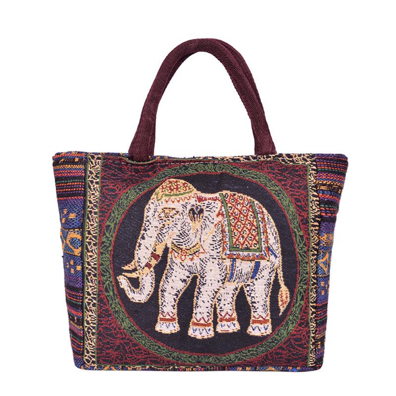 Festival handbag bag women's linen canvas double-sided retro embroidery hand carry small cloth bag batch literary and versatile