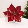 Flocking Velvet Artificial Poinsettia Realistic Holiday Xmas Flower Decor  Photo Props