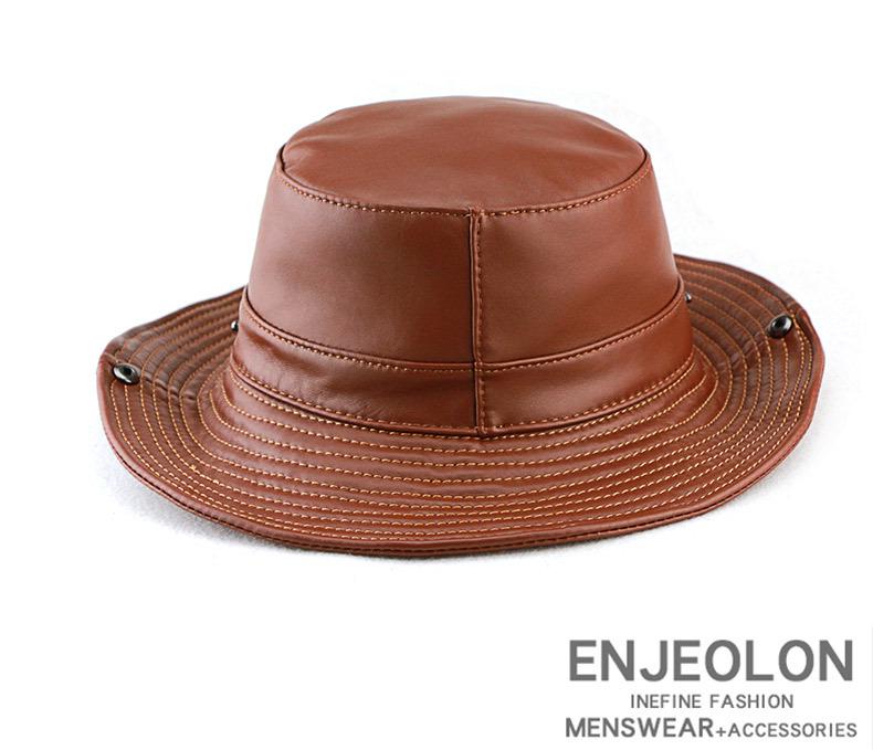 Men's Genuine Leather Western Cowboy Hat: Retro Sunshade for Outdoors, Mountaineering, and Seaside Dual-Use